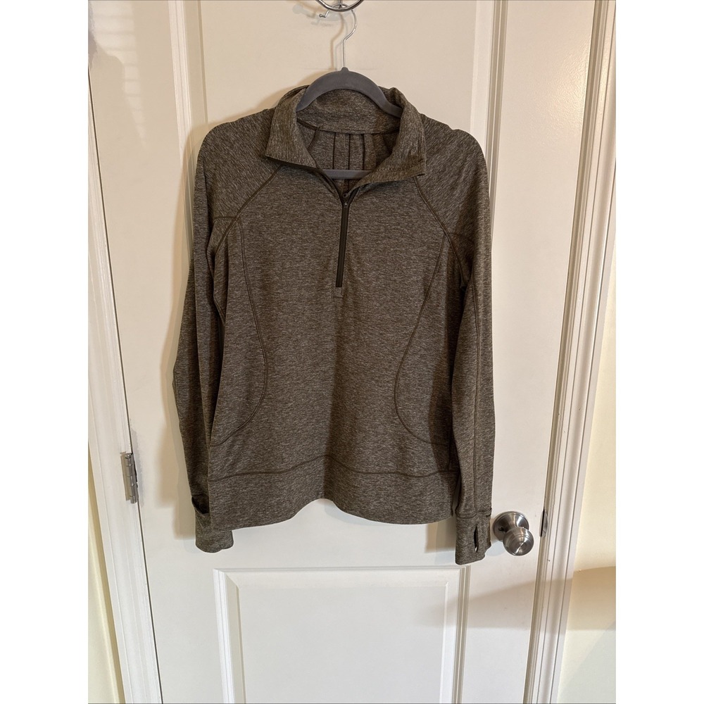 Lululemon Rush Hour 1/2 Zip Pullover Heathered Military Green Size 10